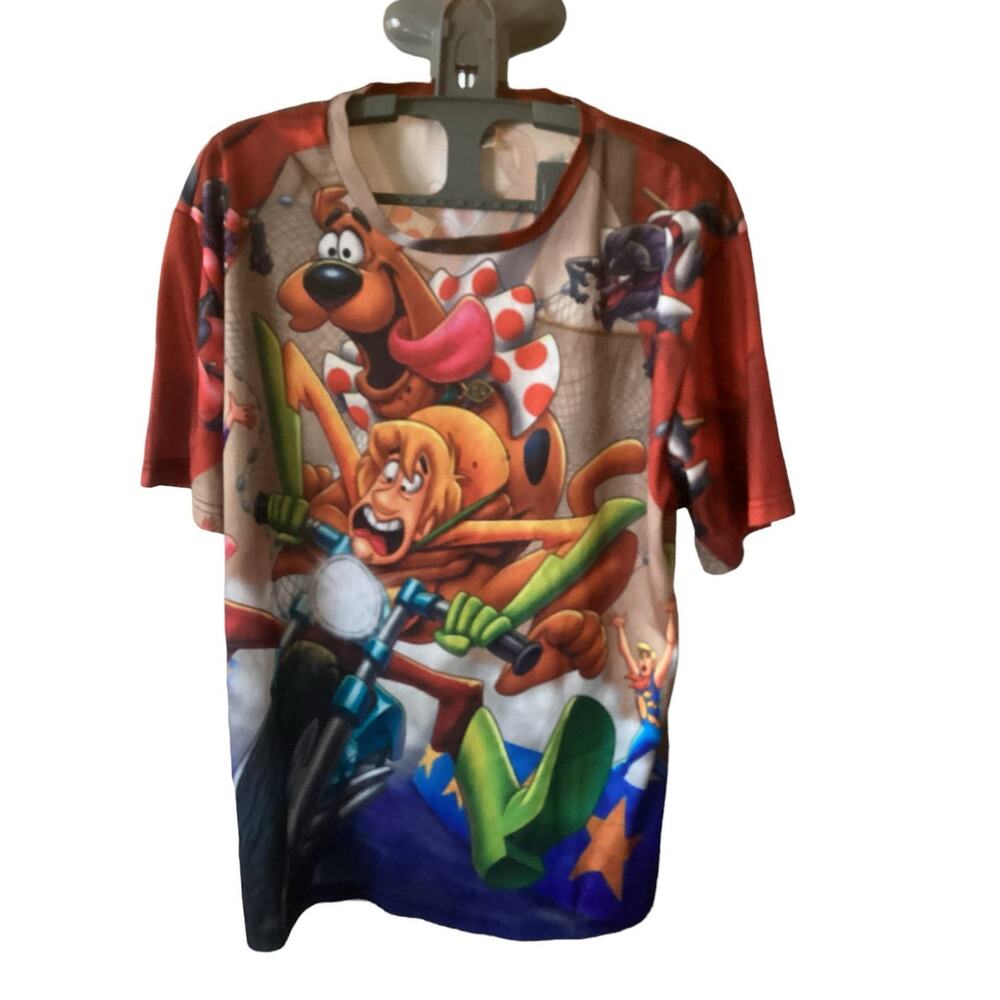 Scooby Doo All Over Print Cartoon Graphic Tee Size 2XL